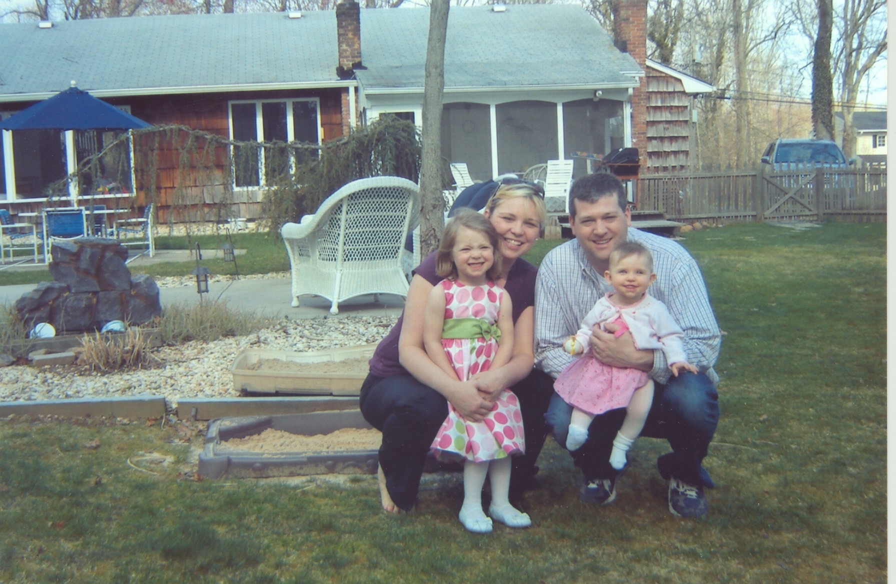 Terri Wolcott with husband Rich and Mary and Morgan, Easter 2009
